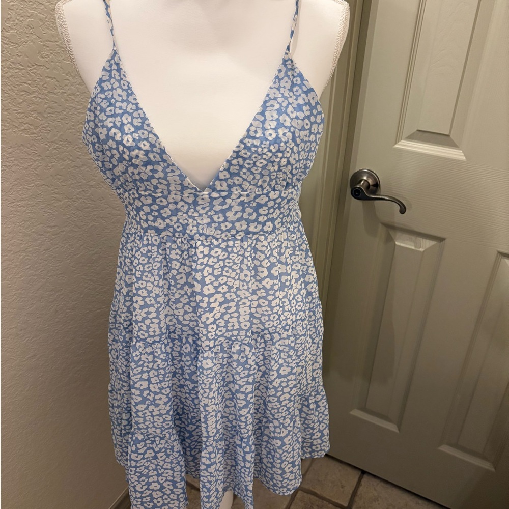 SHEIN Blue and White Floral Sundress